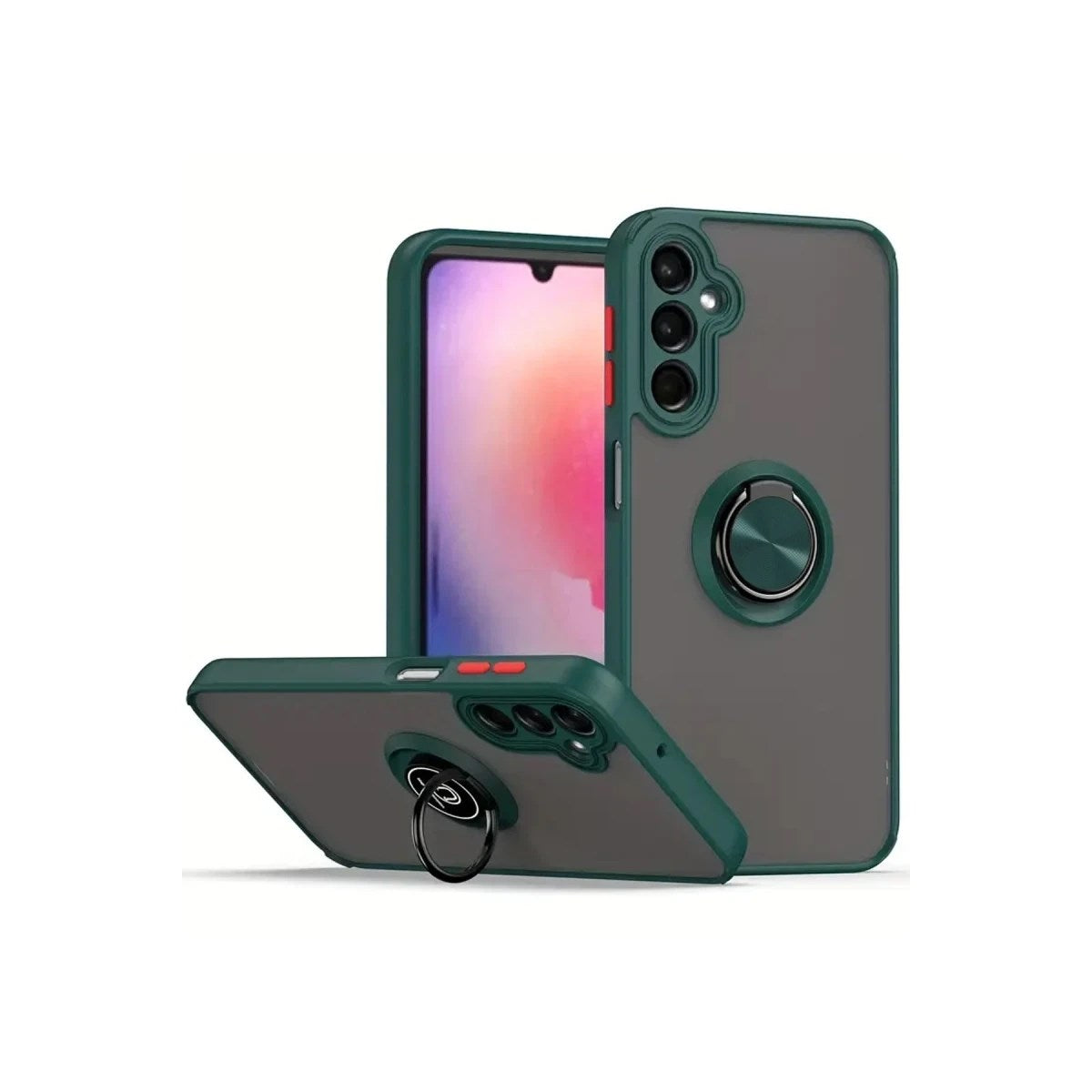 Mey İthalat® Samsung Galaxy A16 5G Kılıf Montreal Yüzüklü Silikon Kapak - Yeşil