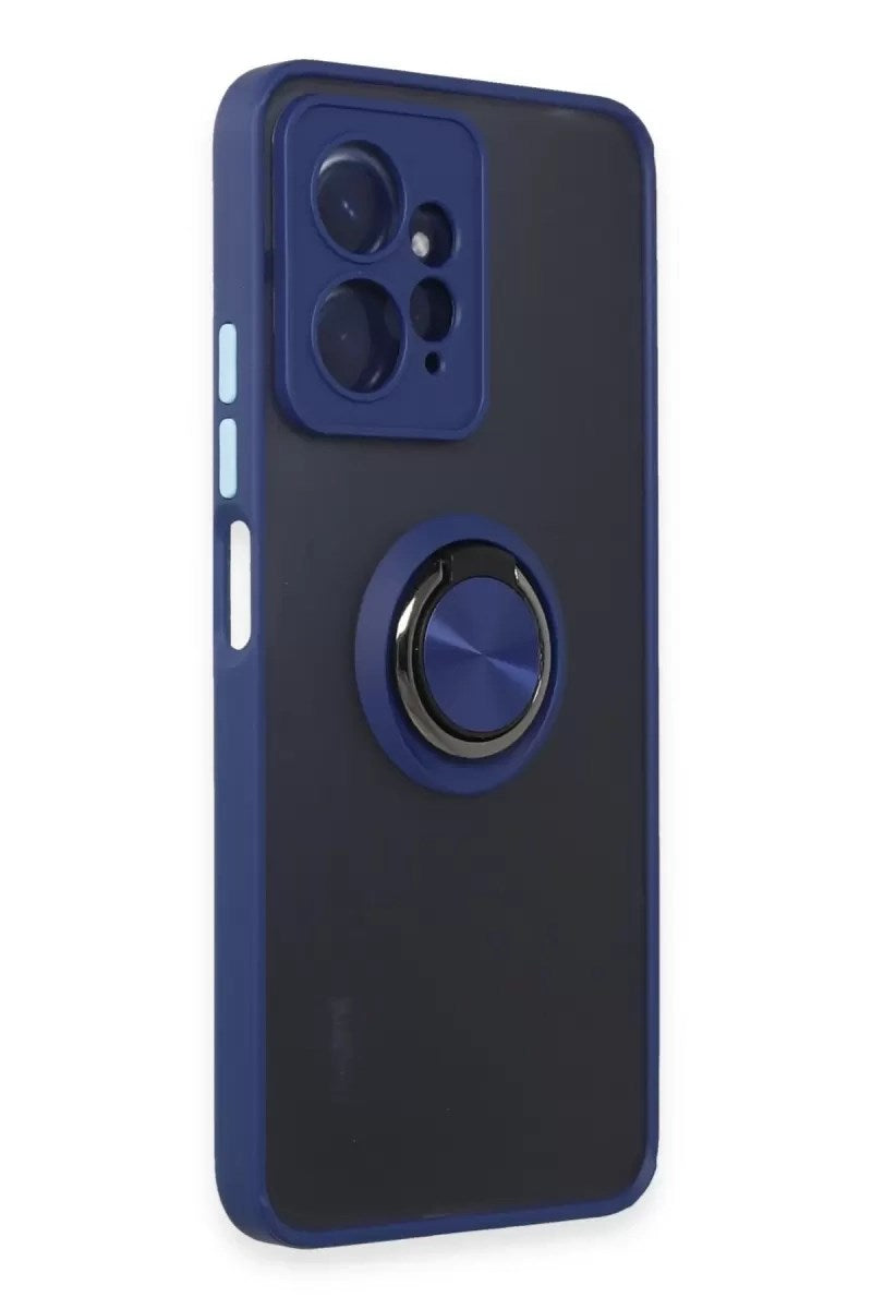 Mey İthalat® Redmi Note 12 4G Kılıf Montreal Yüzüklü Silikon Kapak - Lacivert