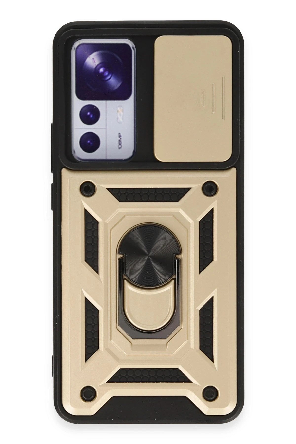 Mey İthalat® Mi 12T Pro Kılıf Pars Lens Yüzüklü Silikon - Gold