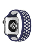 Mey İthalat® Watch 38mm Ayarlı Delikli Silikon Kordon - Lacivert-Beyaz