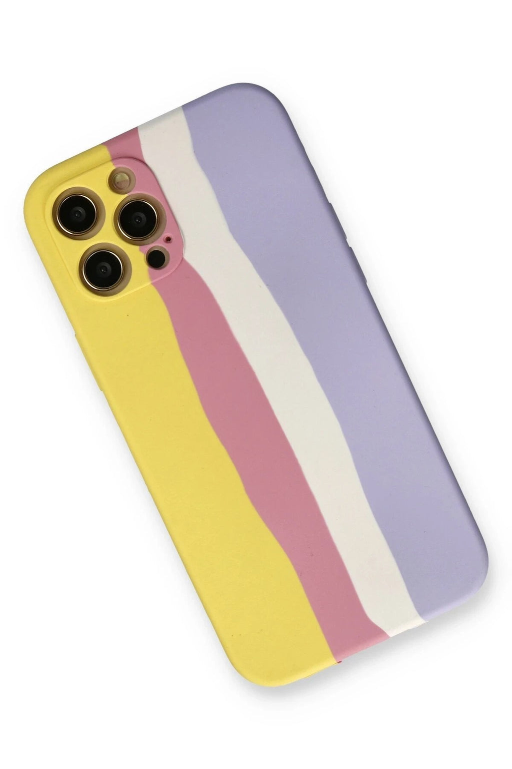Mey İthalat® iPhone 12 Pro Max Kılıf Ebruli Lansman Silikon - Sarı-Mavi