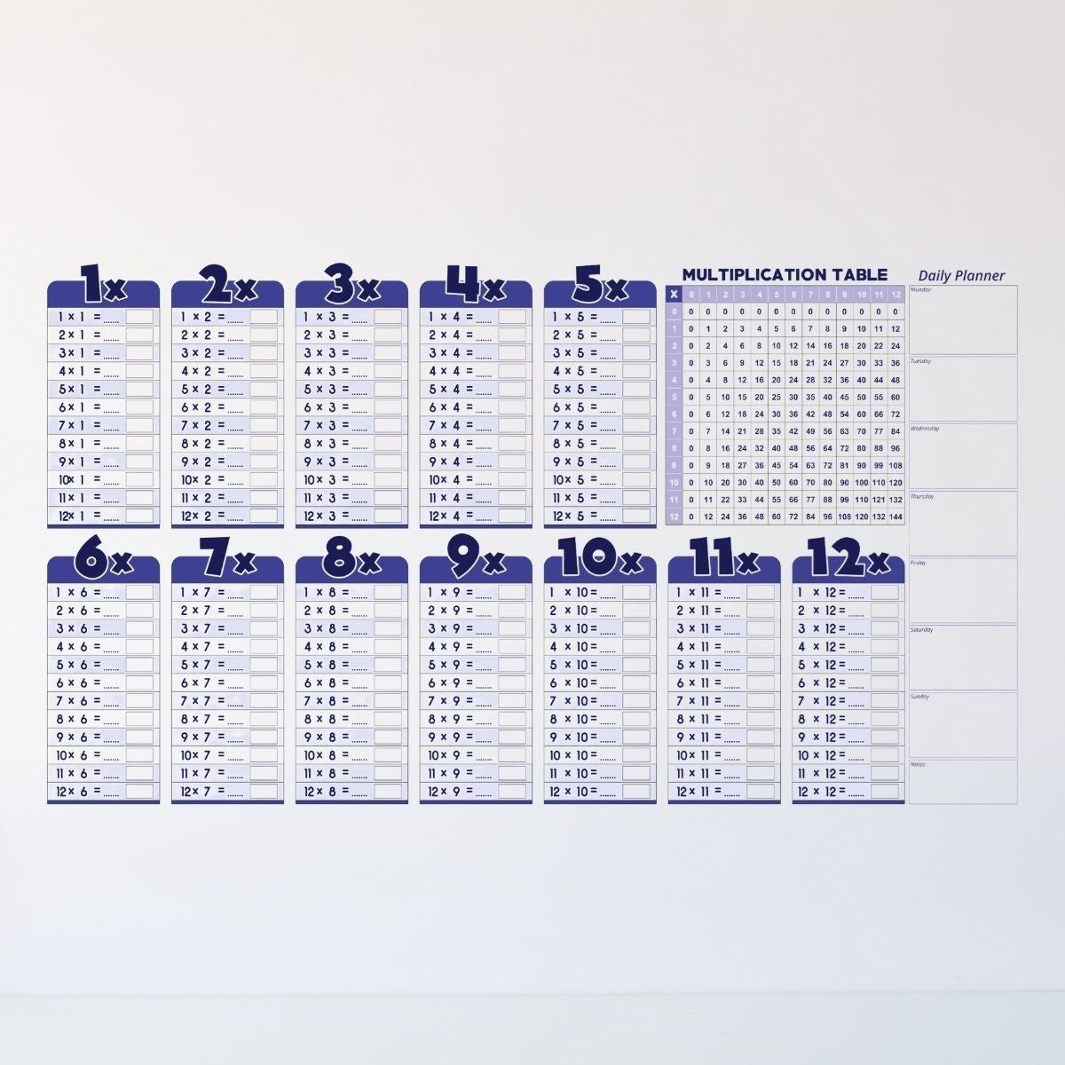 Statik Akıllı Kağıt Ingilizce Çarpım Tablosu 100x56 Cm