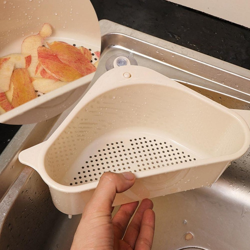Vantuzlu Üçgen Sebze Meyve Lavabo Raf Evye Süzgeç Sünger Tutucu Düzenleyici Mutfak Organize