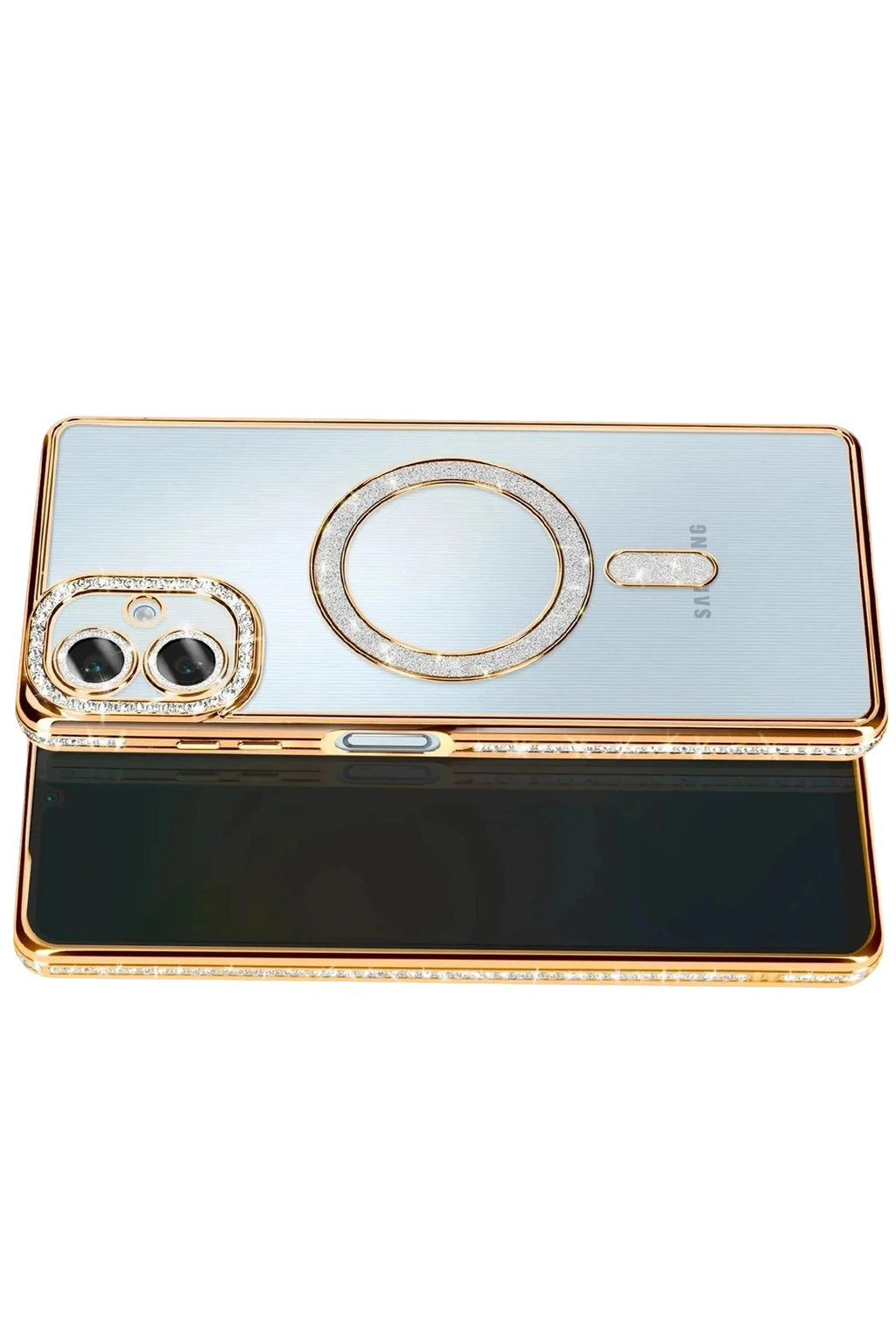 Mey İthalat® Samsung Galaxy A07 4G Joke Simli Magneticsafe Kılıf - Gold