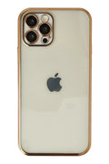 Mey İthalat® iPhone 12 Pro Max Kılıf Lensli Silikon - Gold