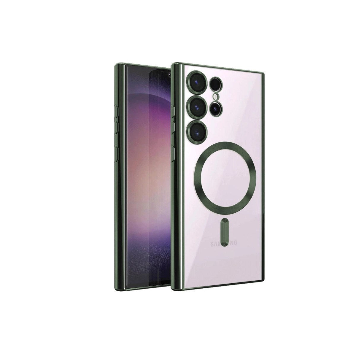 Mey İthalat® Samsung Galaxy S22 Ultra Kılıf Kross Magneticsafe Kapak - Koyu Yeşil