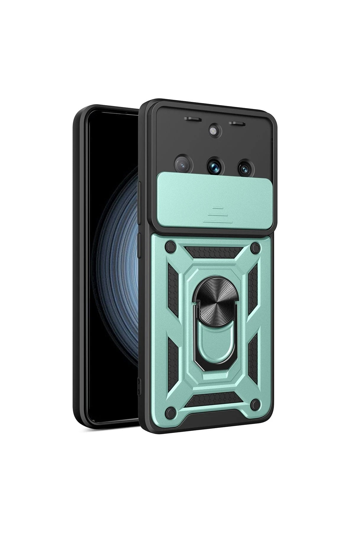 Mey İthalat® Realme 11 Pro Kılıf Pars Lens Yüzüklü Silikon - Yeşil