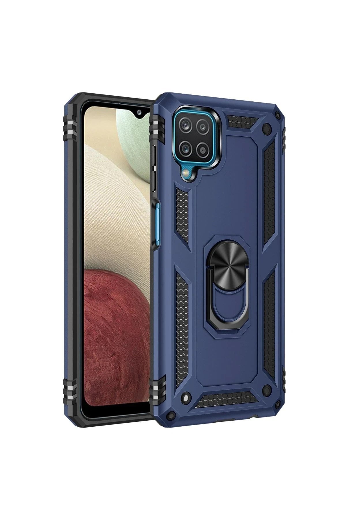 Mey İthalat® Samsung Galaxy A22 Kılıf Sofya Yüzüklü Silikon Kapak - Lacivert