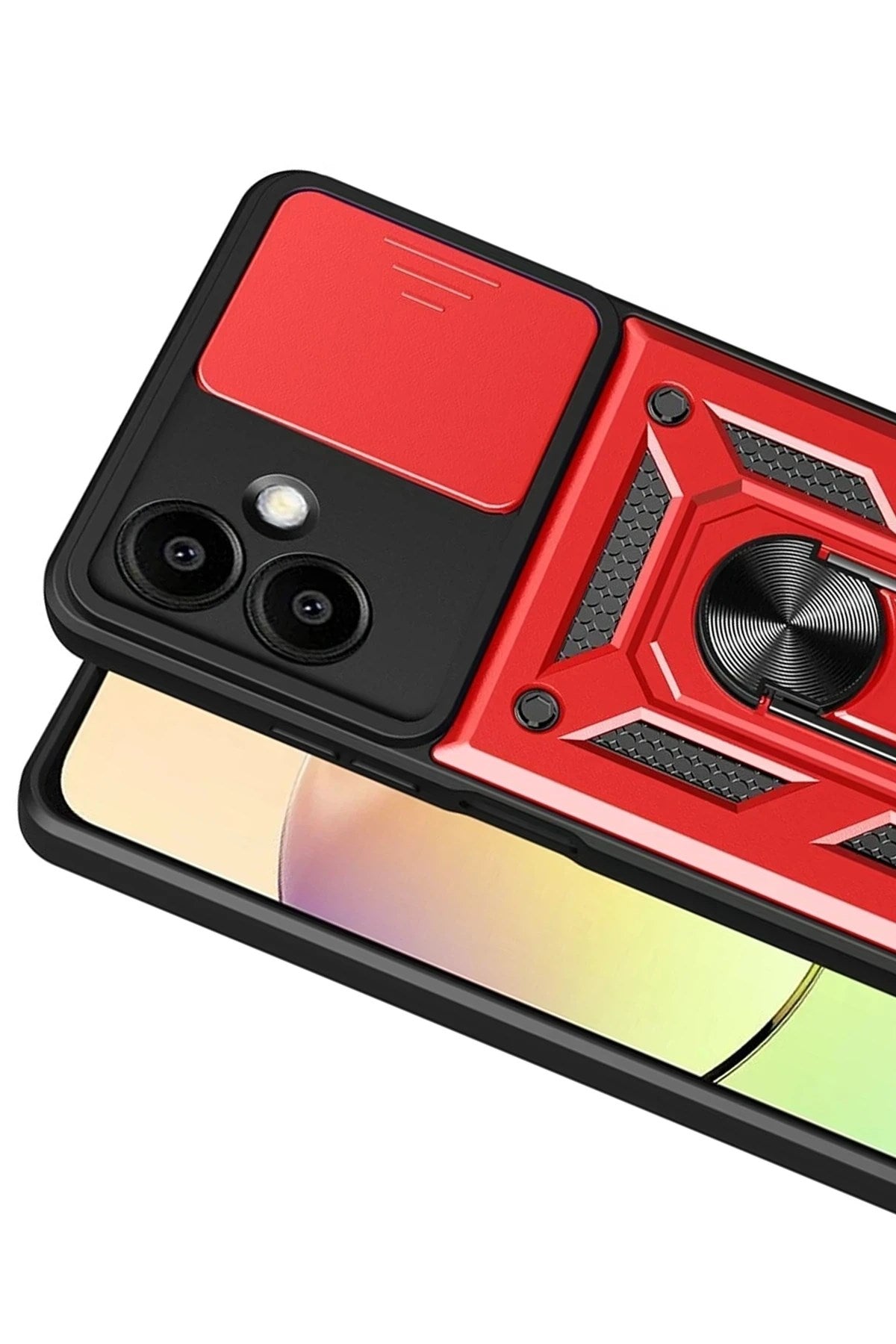 Mey İthalat® Samsung Galaxy A07 4G Pars Lens Yüzüklü Silikon - Kırmızı