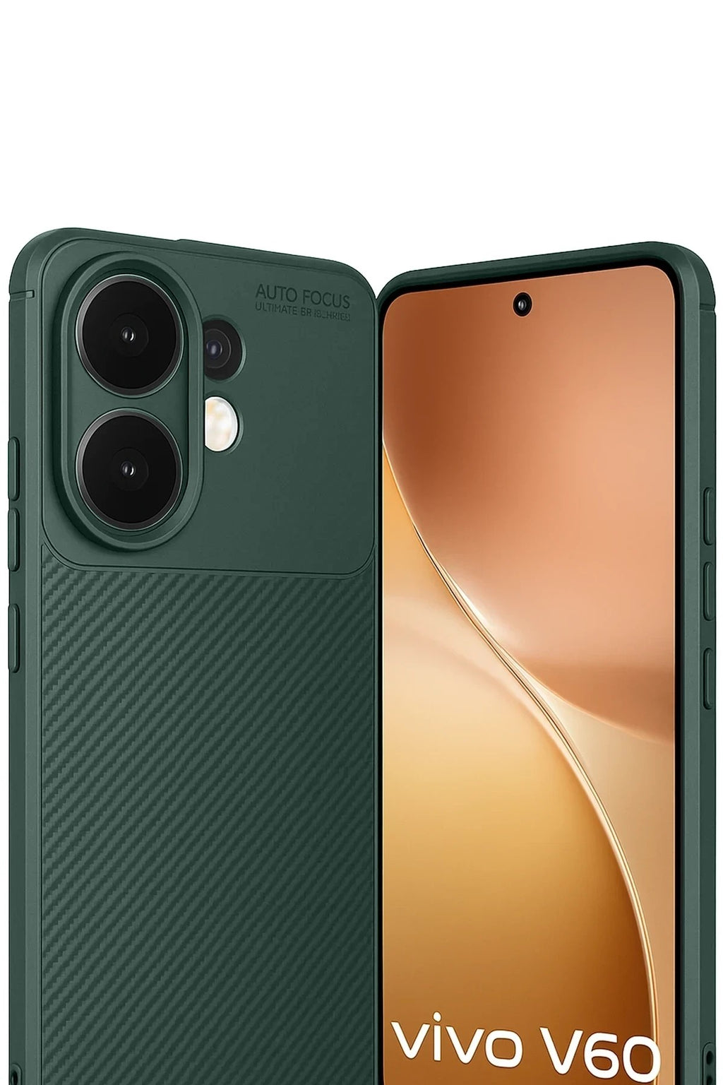 Mey İthalat® Vivo V60 5G Auto Focus Karbon Kapak - Koyu Yeşil