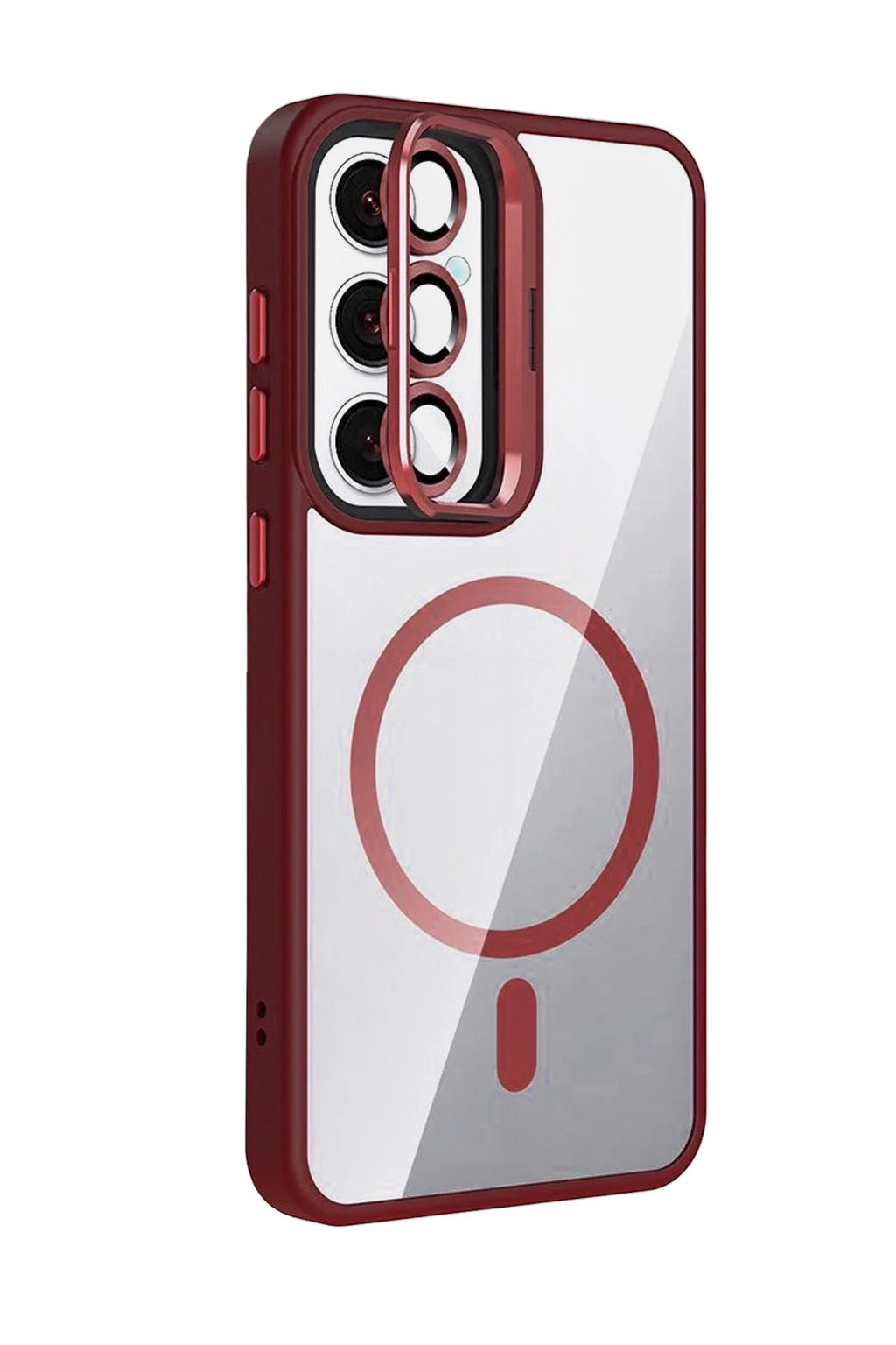 Mey İthalat® Samsung Galaxy S24 FE Remim Lensli Magsafe Standlı Kapak - Bordo