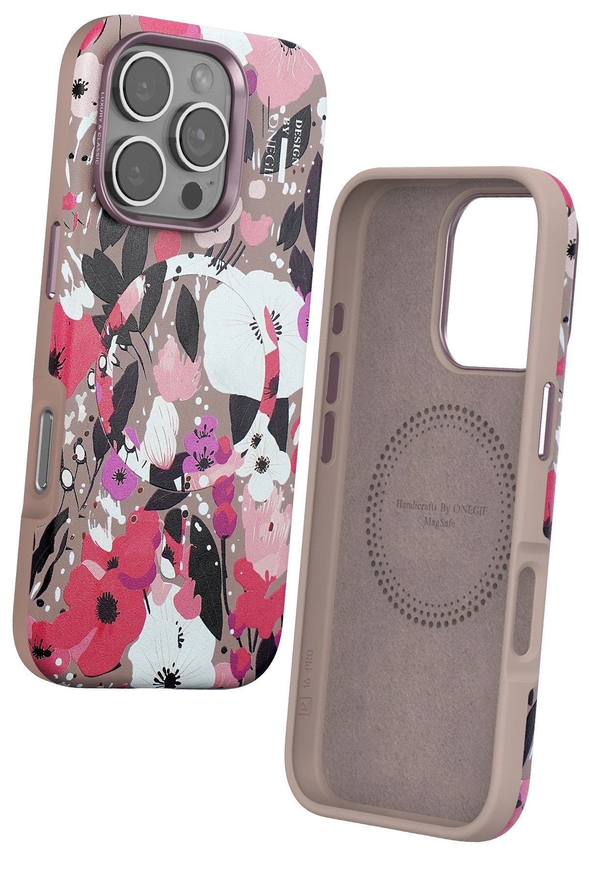 Mey İthalat® iPhone 16 Pro Flower Series Magsafe Kapak - Pembe