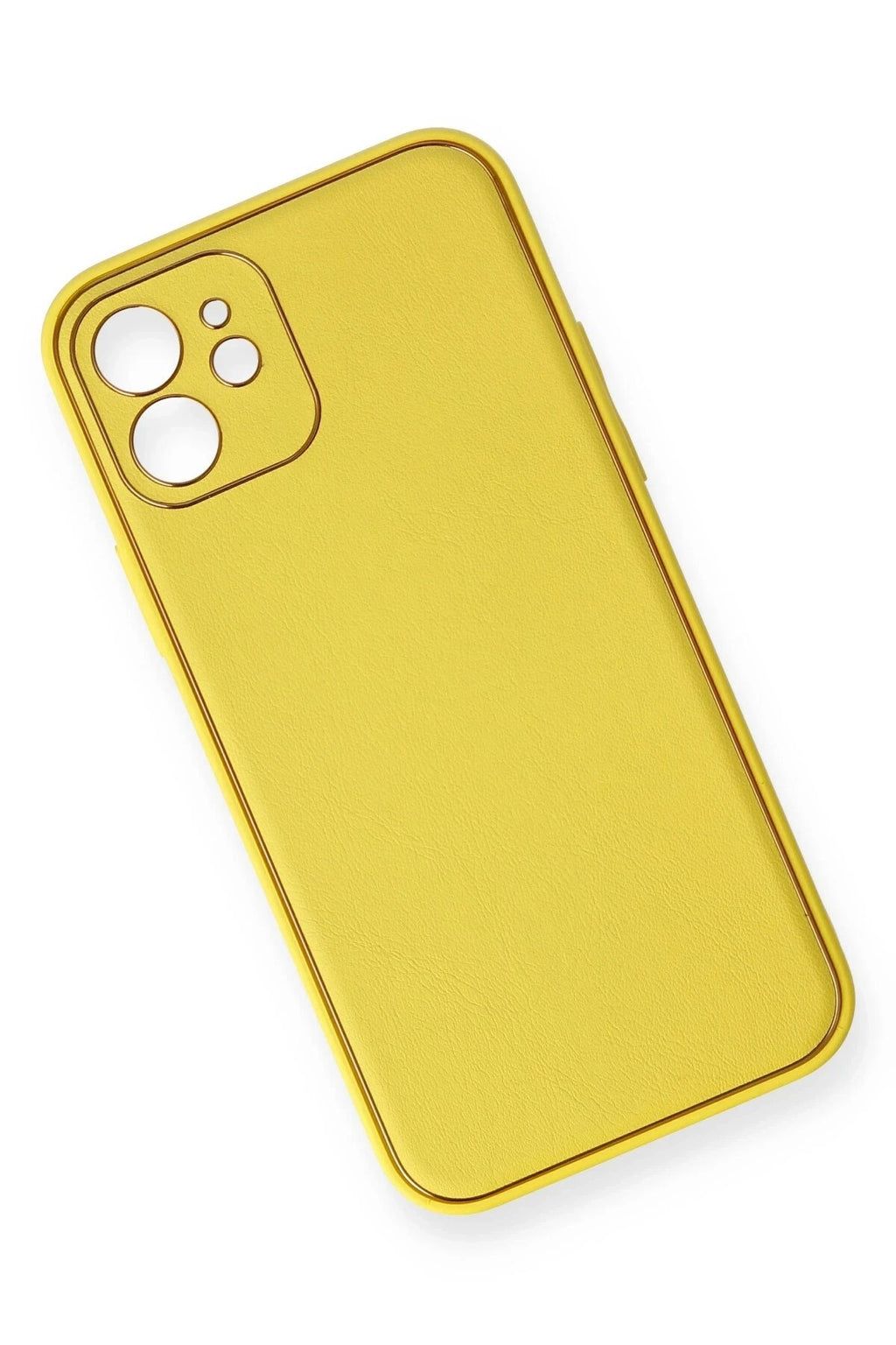 Mey İthalat® iPhone 12 Kılıf Coco Deri Silikon Kapak - Sarı