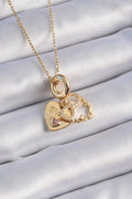 Mey İthalat® 316L Çelik Gold Renk Zirkon Taşlı Sonsuzluk Kalp Figür Charm Model Kadın Kolye