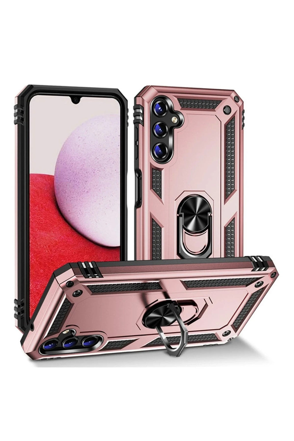 Mey İthalat® Samsung Galaxy A04S Kılıf Sofya Yüzüklü Silikon Kapak - Rose