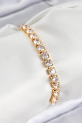 Mey İthalat® Pirinç Zirkon Taşlı Kare Model Gold Renk Asansörlü Kadın Bileklik