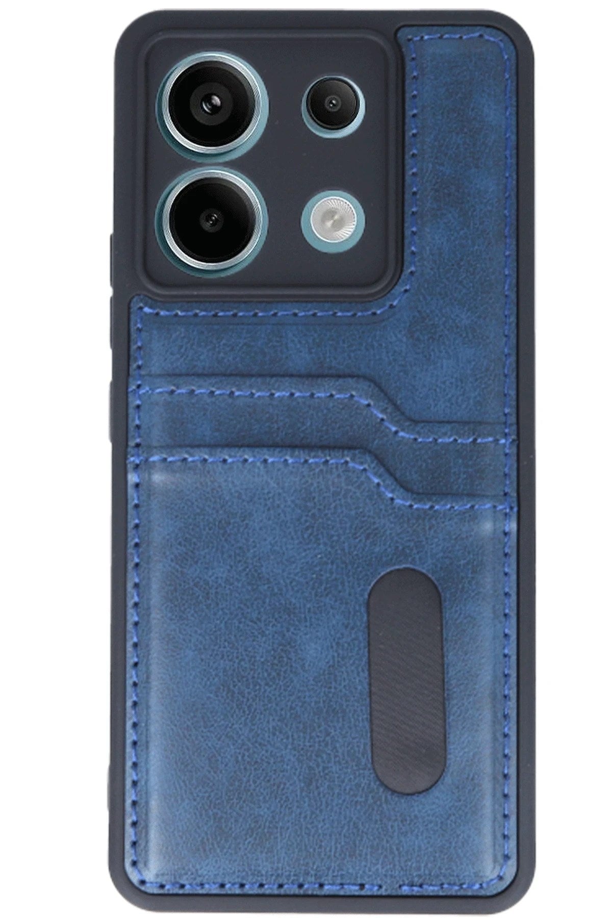 Mey İthalat® Redmi Note 13 Pro 5G Kılıf Sara Kartvizitli Deri Kılıf - Lacivert