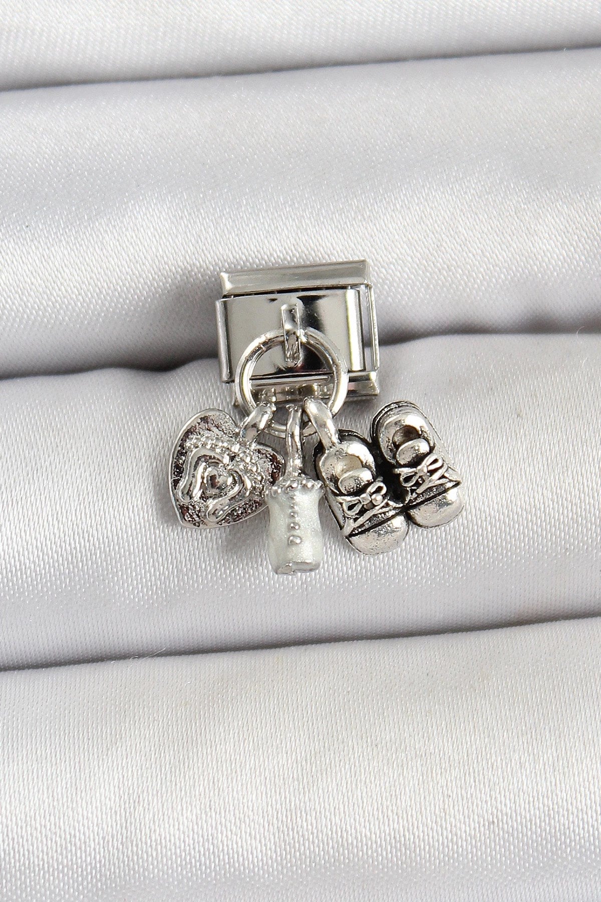 Mey İthalat® 316L Çelik Gümüş Renk Bebek Konsept Nomination Charm