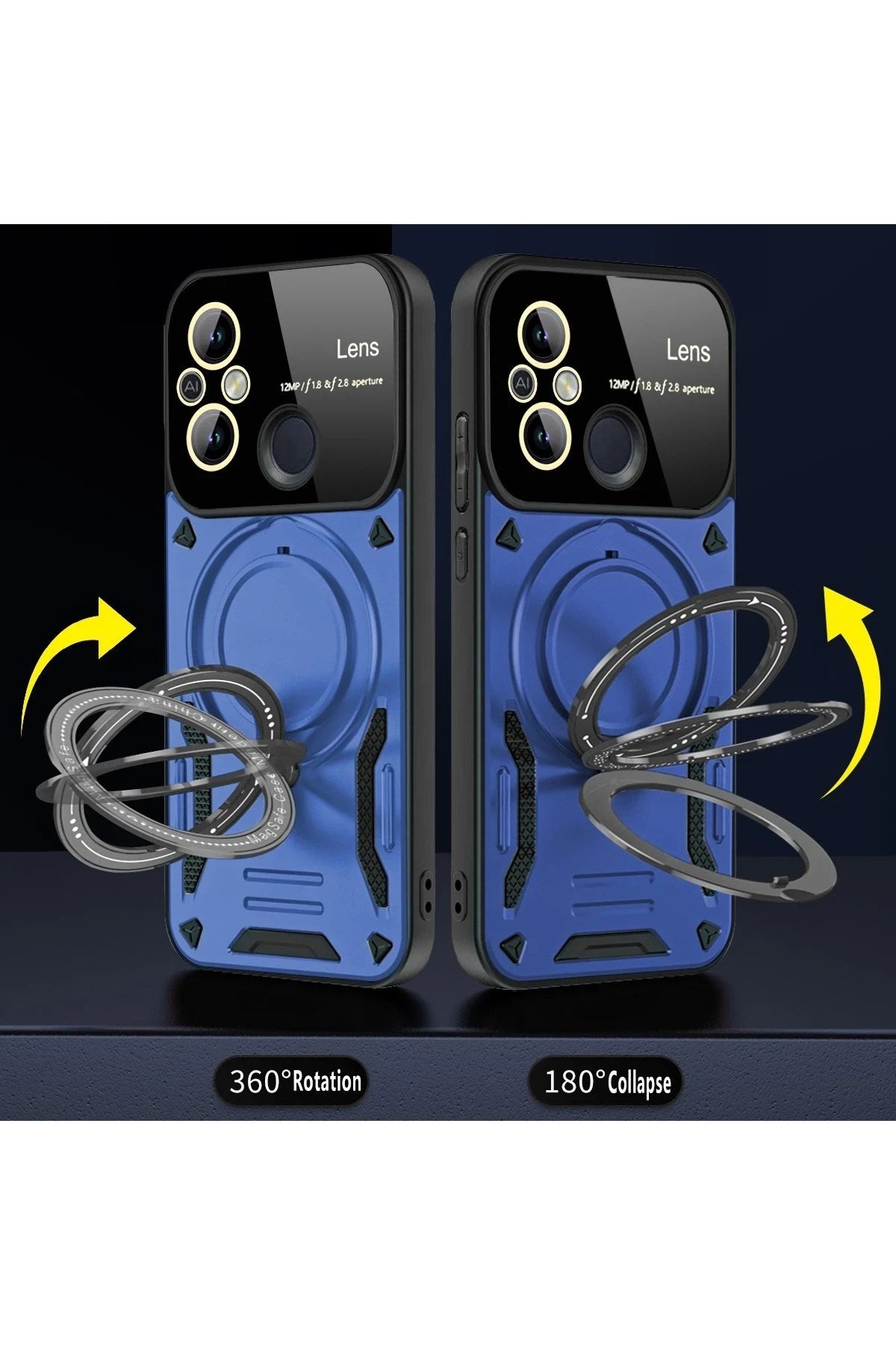 Mey İthalat® Redmi 12C Kılıf Joy Lens Standlı Kapak - Mor