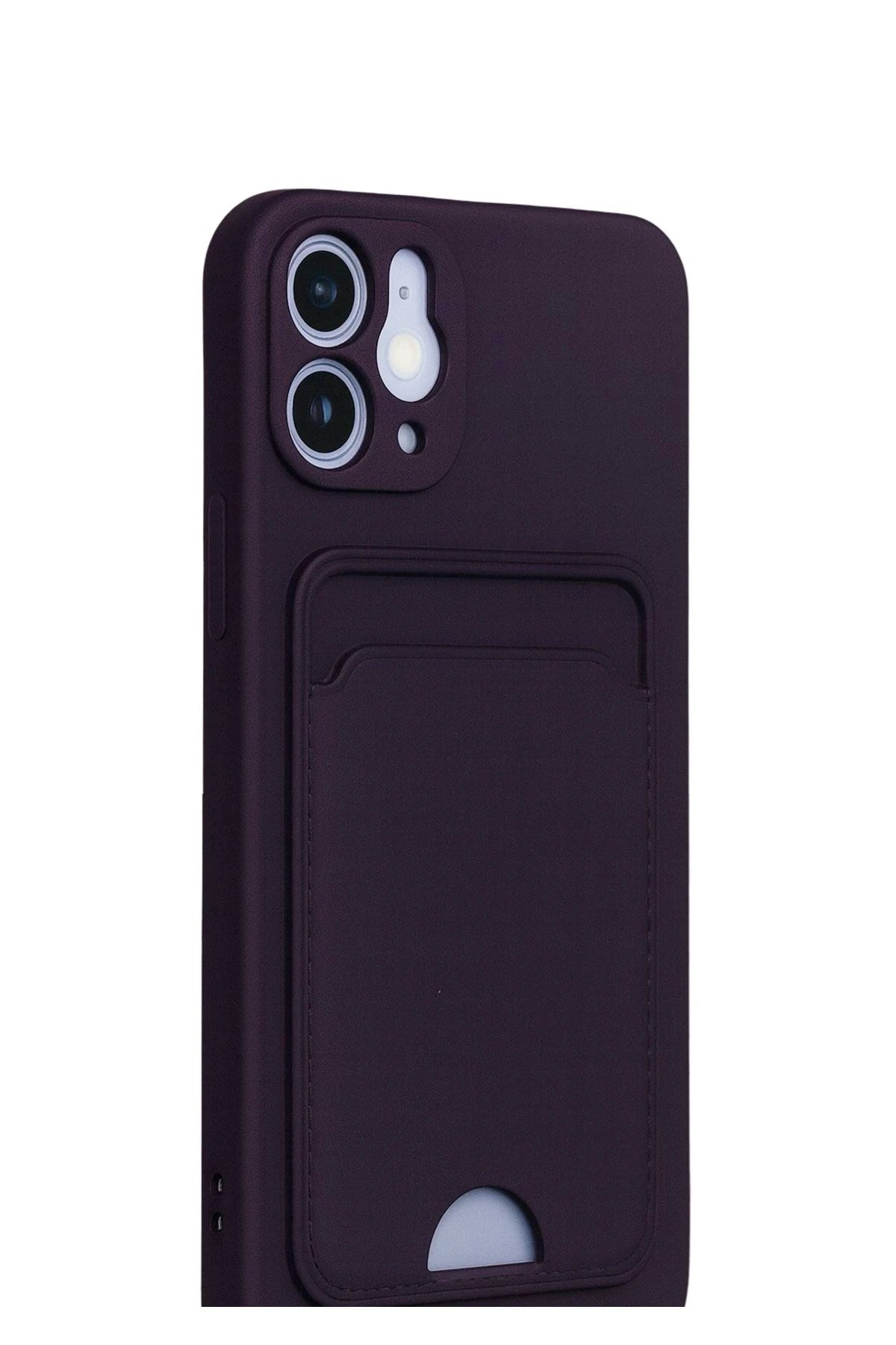 Mey İthalat® iPhone 12 Kılıf Kelvin Kartvizitli Silikon - Derin Mor