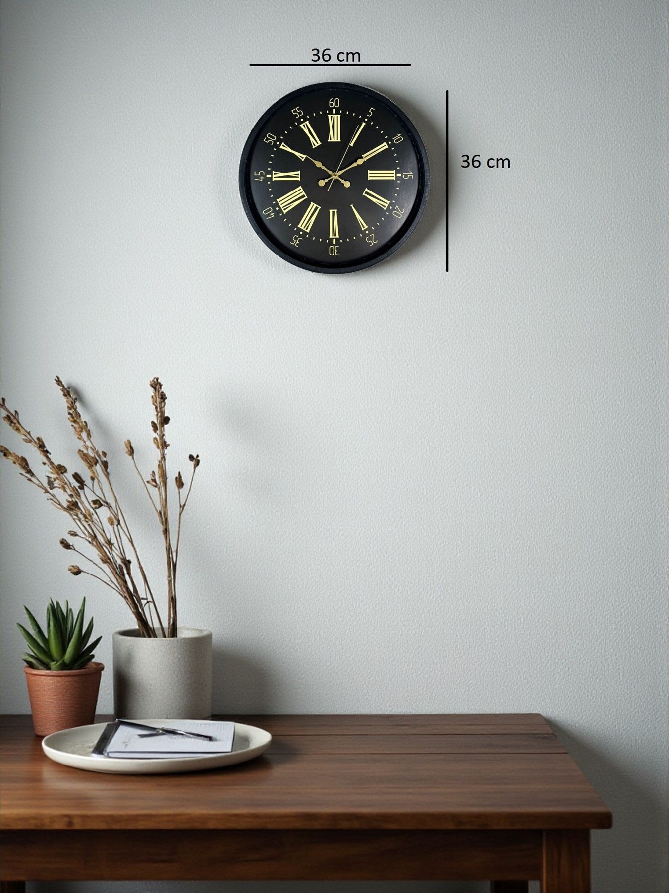 36 Cm Siyah Modern Duvar Saati