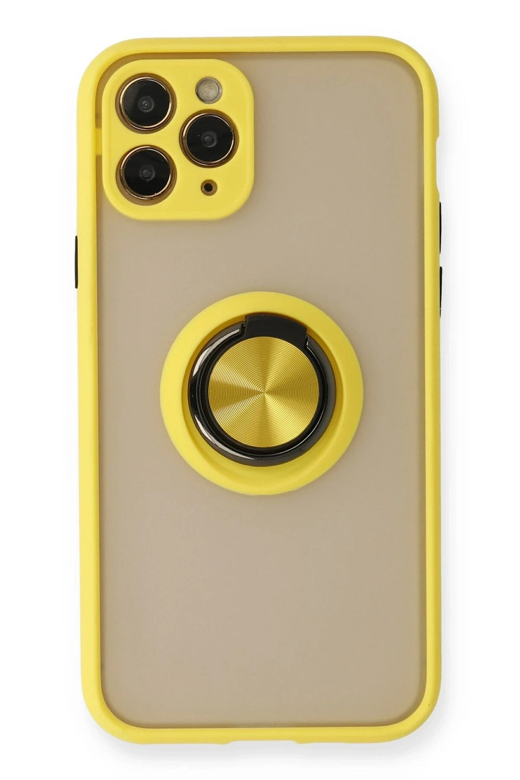 Mey İthalat® iPhone 11 Pro Max Kılıf Montreal Yüzüklü Silikon Kapak - Sarı