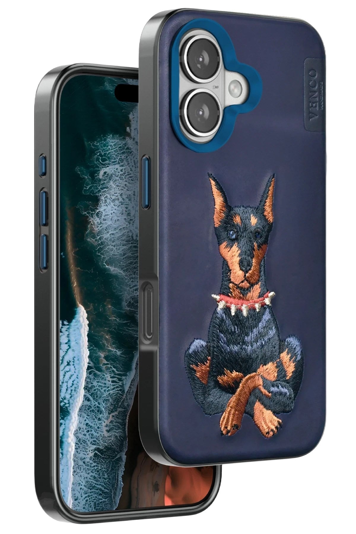 Mey İthalat® iPhone 16 Perma Desenli Kapak - Lacivert