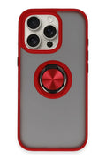 Mey İthalat® iPhone 16 Pro Kılıf Montreal Yüzüklü Silikon Kapak - Kırmızı
