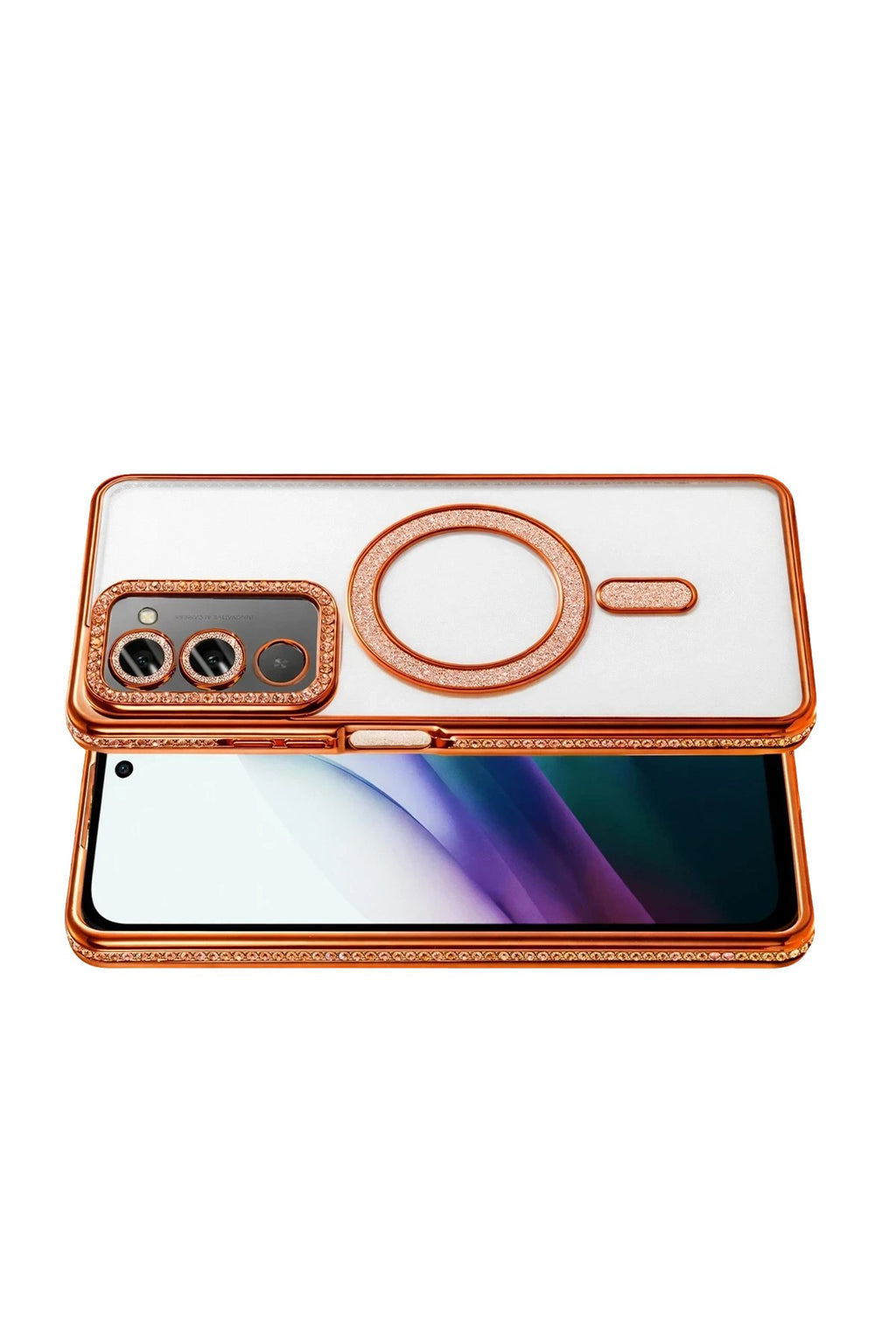 Mey İthalat® Redmi 15 4G Joke Simli Magneticsafe Kılıf - Turuncu