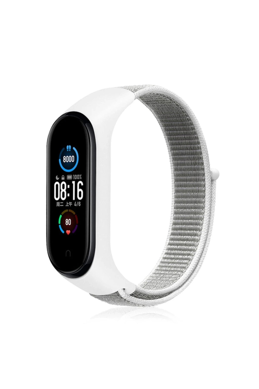 Mey İthalat® Mi Band 4 Hasırlı Cırtcırtlı Kordon - Beyaz