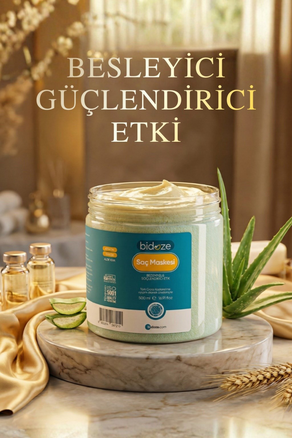 Bidoze Kolajen & Keratin Özlü Onarıcı Saç Maskesi 500 Ml | Yıpranmış Saçlar İçin Yoğun Bakım