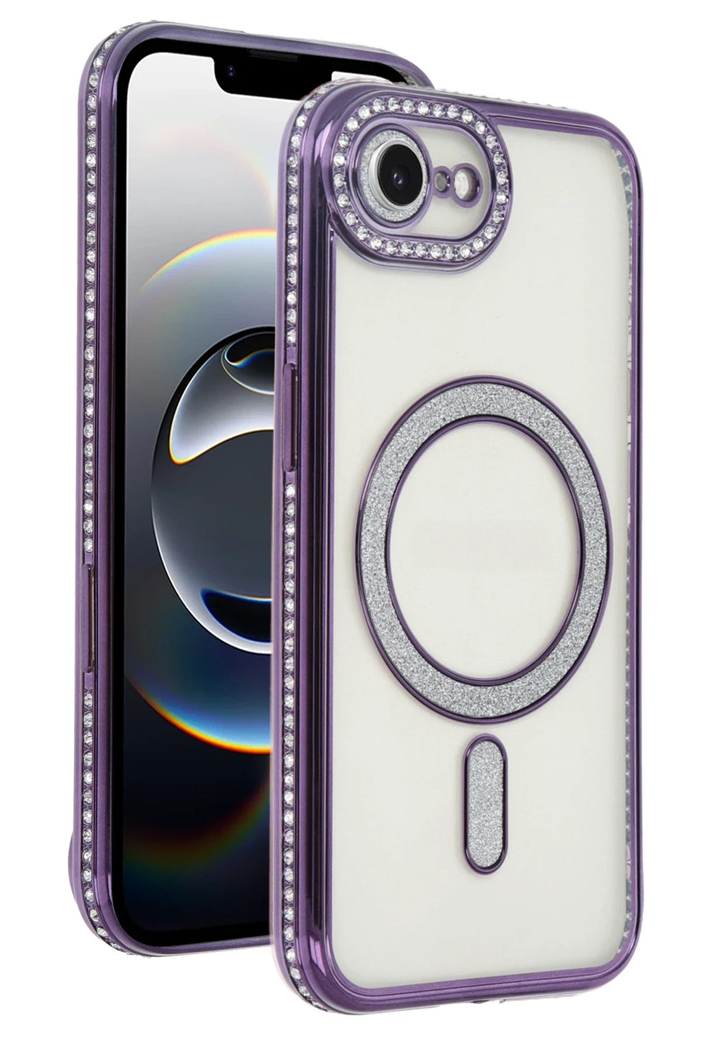 Mey İthalat® iPhone 16E Joke Simli Magneticsafe Kılıf - Derin Mor