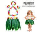 Mey İthalat® Çocuk Hawaii Kostüm Seti - Yaprak Etek &amp; Hawaii Set - 5 Parça
