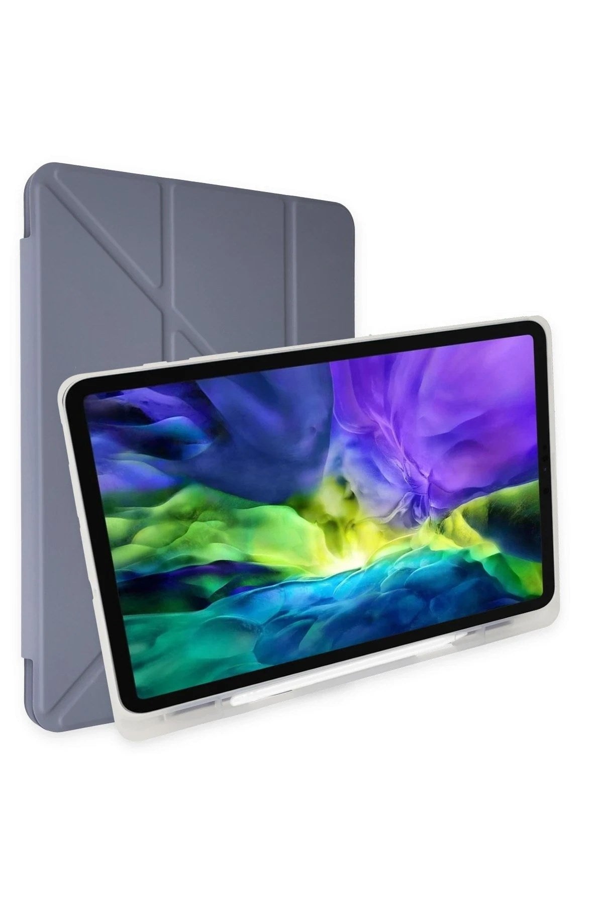 Mey İthalat® iPad Pro 12.9 (2021) Kılıf Kalemlikli Mars Tablet Kılıfı - Lavender