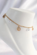 Mey İthalat® 316L Çelik Gold Renk Zirkon Taşlı Yıldızlı Halhal