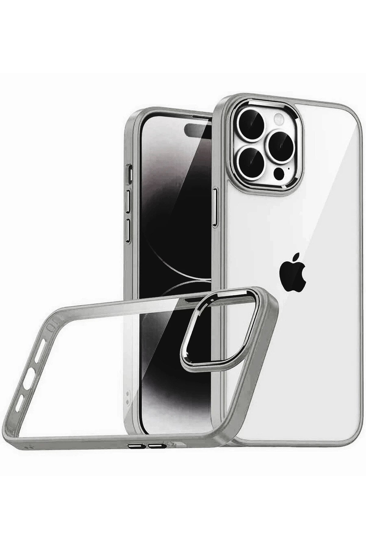 Mey İthalat® iPhone 15 Pro Max Lensli Silikon - Titan Gri