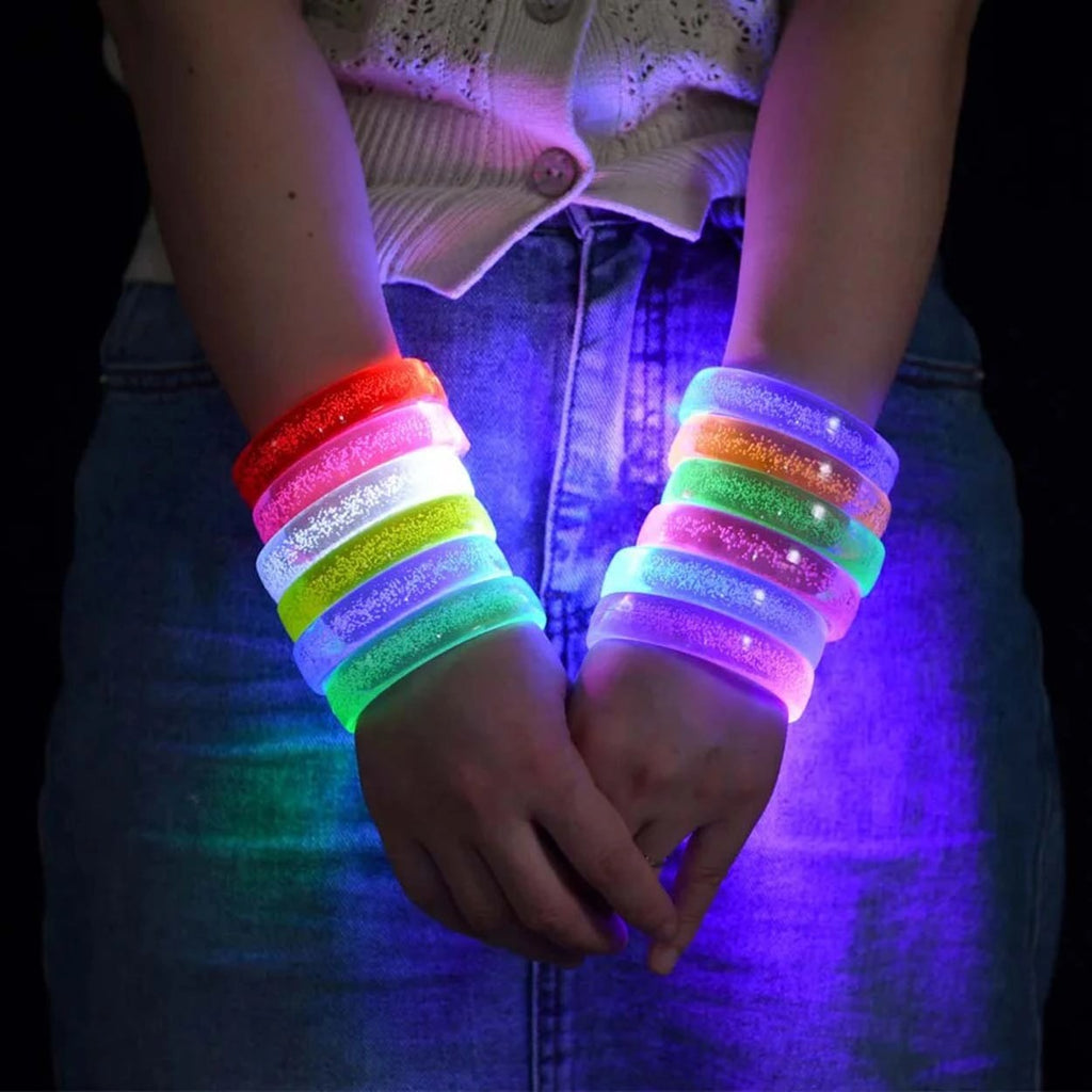 Mey İthalat® Turuncu Led Işıklı Baskı Yapılabilen Pilli Bileklik Bilezik 1,5 cm Genişlik