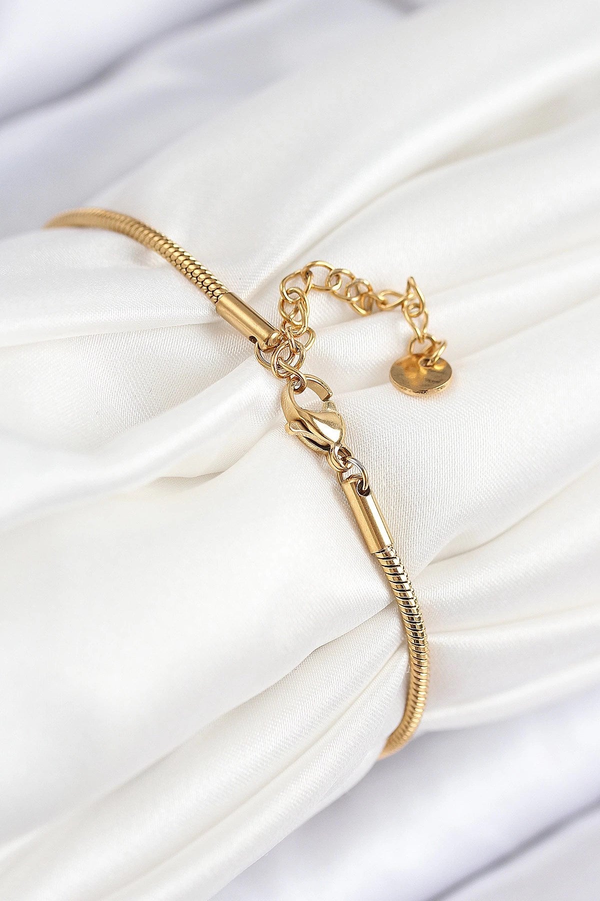 Mey İthalat® 316L Çelik Zirkon Taşlı Göz Charm Model Gold Renk Kadın Bileklik