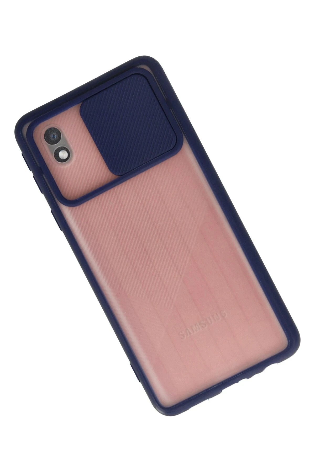 Mey İthalat® Samsung Galaxy A01 Core Kılıf Palm Buzlu Kamera Sürgülü Silikon - Lacivert