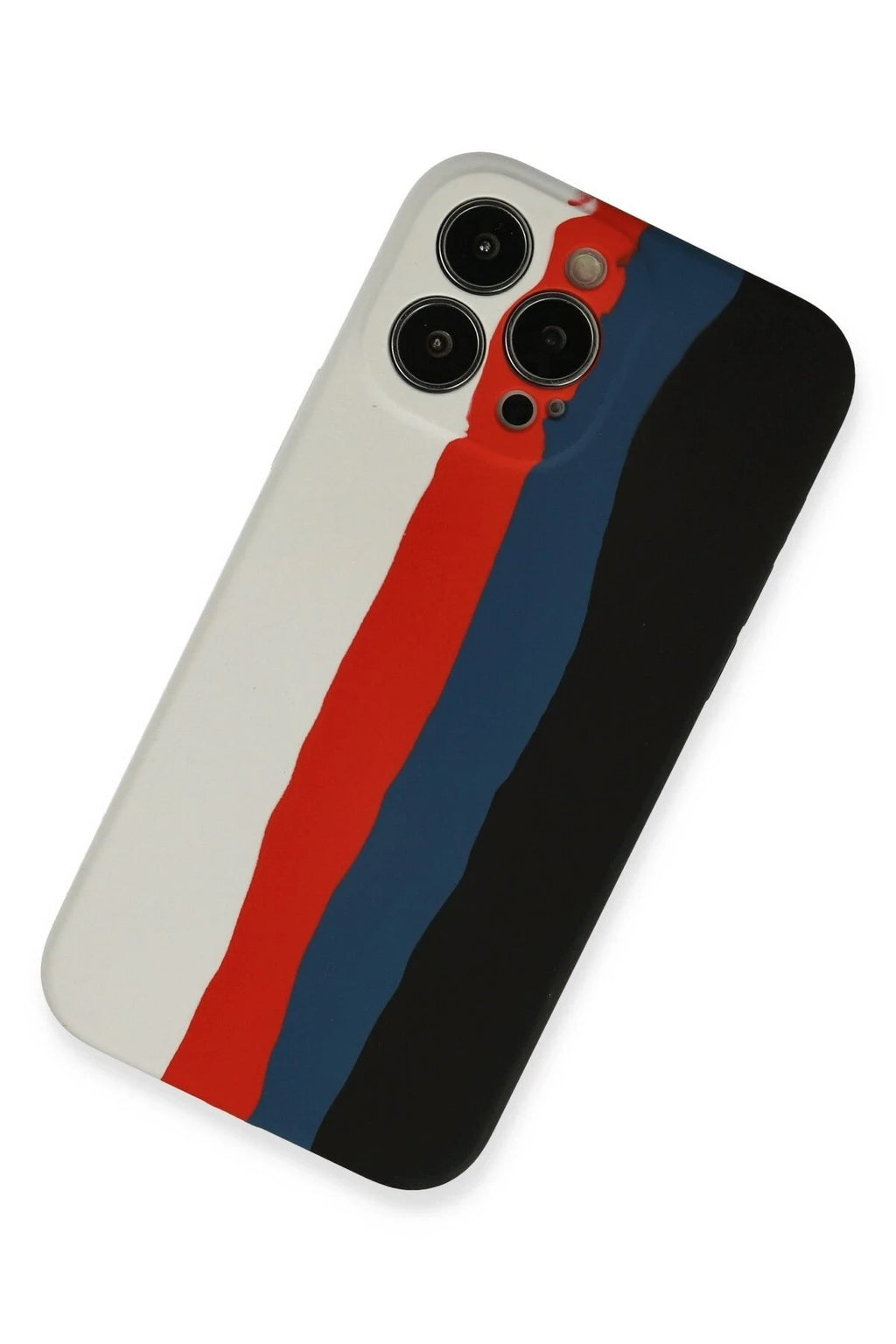 Mey İthalat® iPhone 13 Pro Kılıf Ebruli Lansman Silikon - Beyaz-Siyah