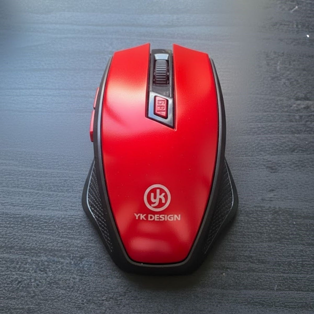 Kırmızı Renkli Baş Parmak Destekli Ergonomik Sessiz Kablosuz Mouse – USB Alıcılı, Ofis ve Oyun İçin Konforlu Bilgisayar Faresi MS6300
