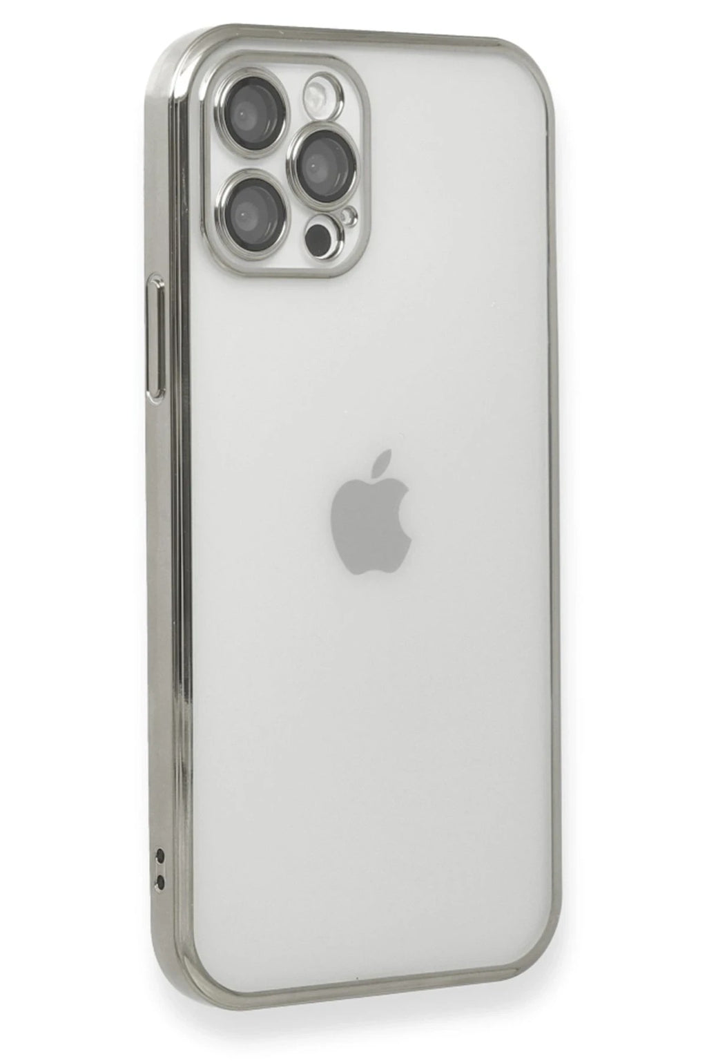 Mey İthalat® iPhone 12 Pro Max Kılıf Lensli Silikon - Gümüş
