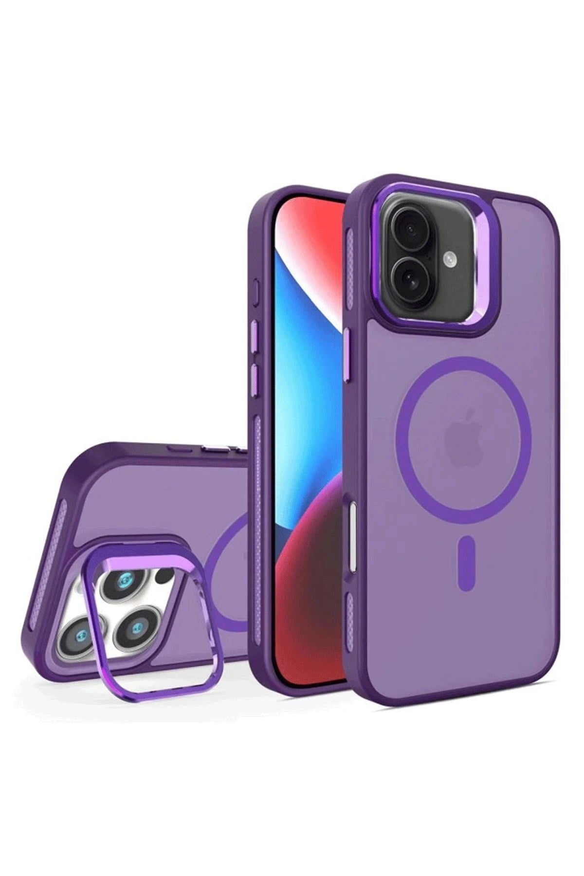Mey İthalat® iPhone 16 Plus Flet Lens Magsafe Kapak - Derin Mor