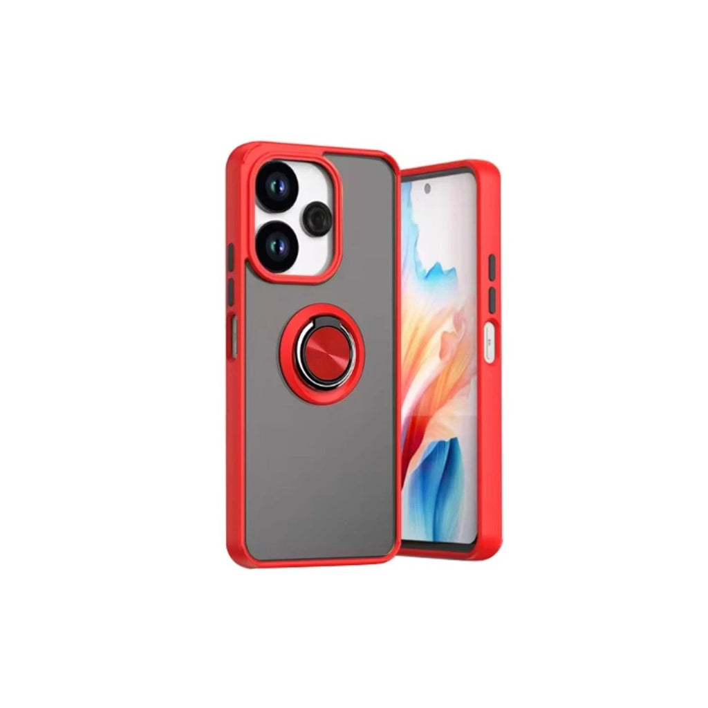 Mey İthalat® Redmi 13 4G Kılıf Montreal Yüzüklü Silikon Kapak - Kırmızı