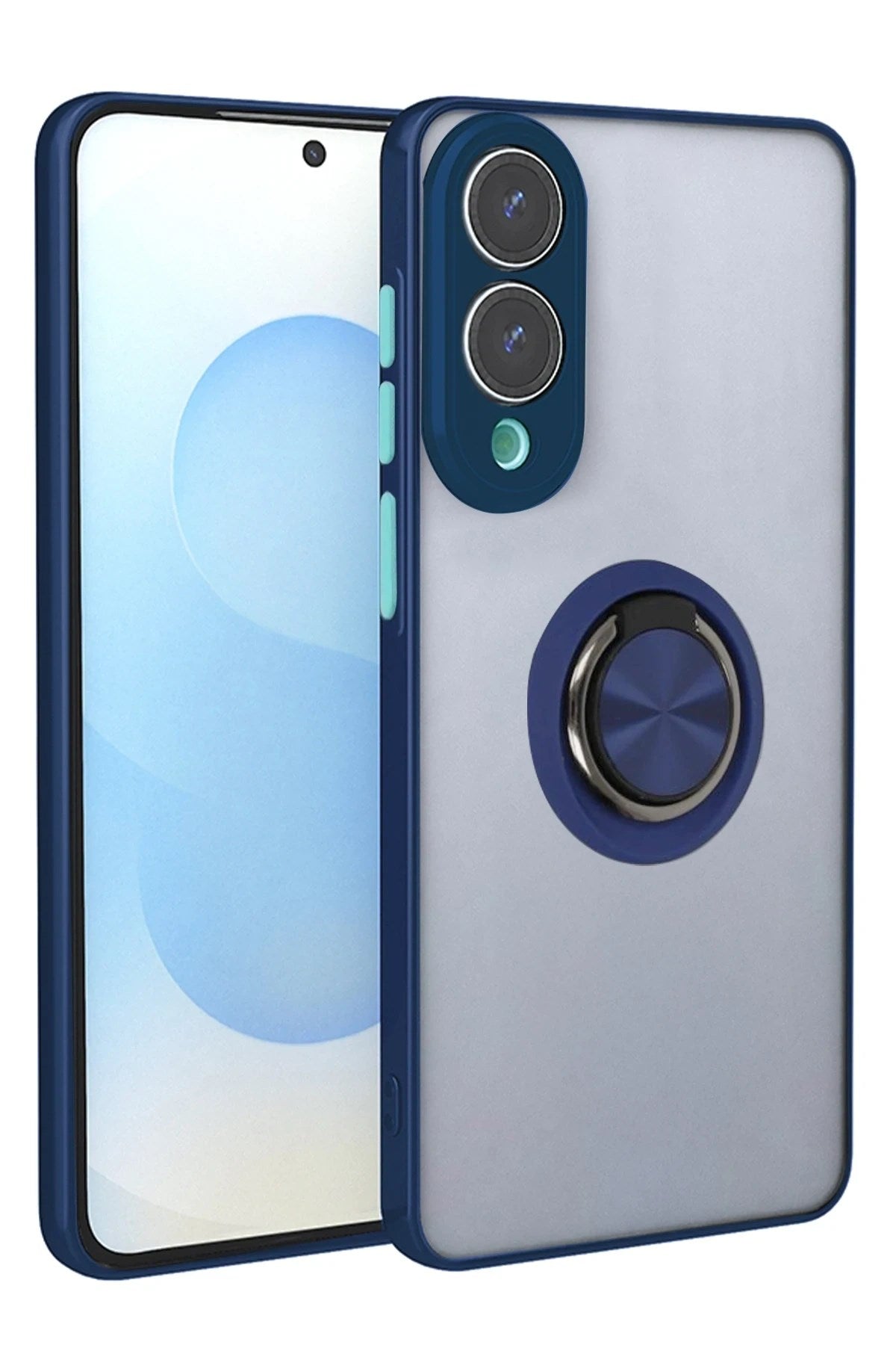 Mey İthalat® Samsung Galaxy S25 Edge Kılıf Montreal Yüzüklü Silikon Kapak - Lacivert