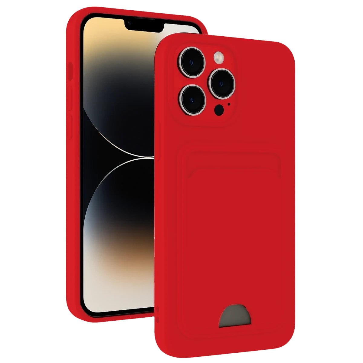 Mey İthalat® iPhone 13 Pro Max Kılıf Kelvin Kartvizitli Silikon - Kırmızı