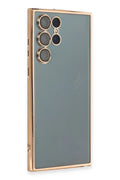 Mey İthalat® Samsung Galaxy S22 Ultra Kılıf Lensli Silikon - Gold