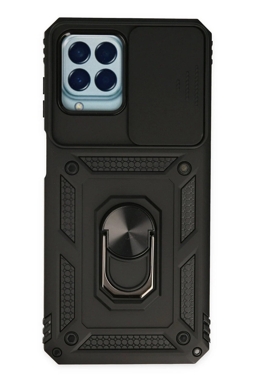 Mey İthalat® Samsung Galaxy M33 Kılıf Pars Lens Yüzüklü Silikon - Siyah