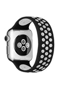 Mey İthalat® Watch 38mm Ayarlı Delikli Silikon Kordon - Siyah-Beyaz