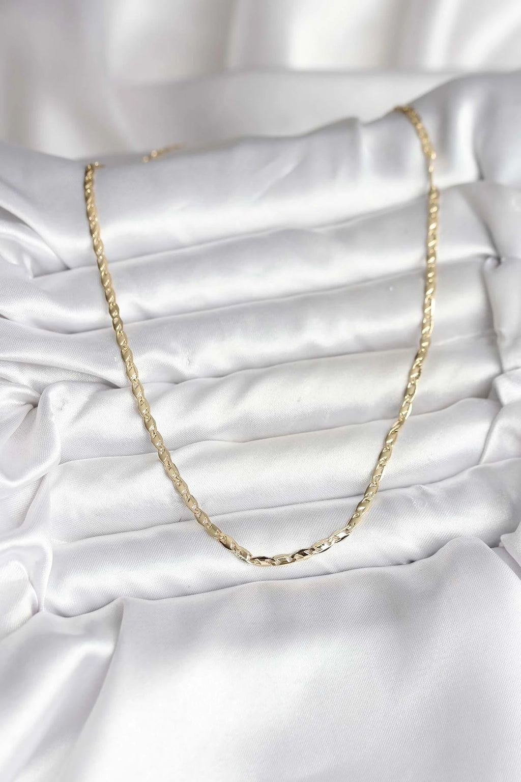 Mey İthalat® 14K Gold Renk Kaplama Ezme Zincir Model CM Kadın Kolye
